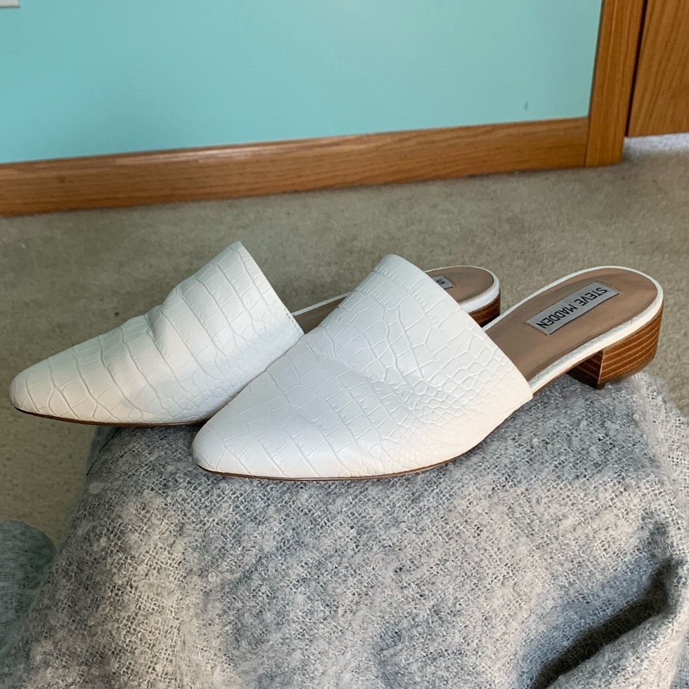 White leather mules